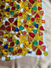 Load image into Gallery viewer, CHANEL authentic vintage silk scarf gripoix gold chains jewels