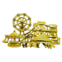Load image into Gallery viewer, AJC signed carnival gold tone rhinestones designer brooch
