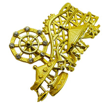 Load image into Gallery viewer, AJC signed carnival gold tone rhinestones designer brooch
