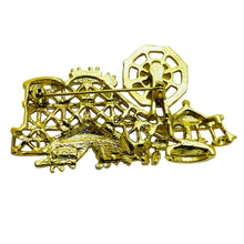 Load image into Gallery viewer, AJC signed carnival gold tone rhinestones designer brooch
