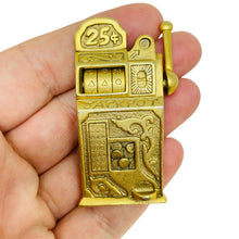 Load image into Gallery viewer, AJC signed vintage gold tone casino gambling slot machine designer brooch
