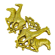 Load image into Gallery viewer, AJC signed vintage gold tone safari zebra giraffe designer brooch

