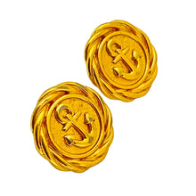 Load image into Gallery viewer, ANNE KLEIN signed AK gold nautical anchor designer runway earrings
