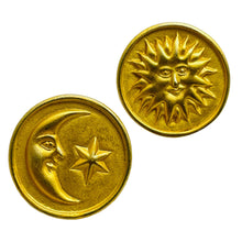 Load image into Gallery viewer, ANNE KLEIN signed gold moon star sun unique designer runway pierced earrings

