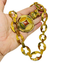 Load image into Gallery viewer, ANNE KLEIN signed vintage gold tone enamel designer necklace earrings brooch set
