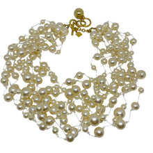 Load image into Gallery viewer, ANNE KLEIN signed vintage gold tone pearl multi strand designer necklace
