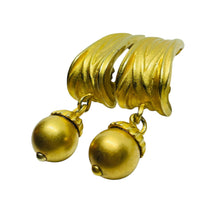 Load image into Gallery viewer, ANNE KLEIN signed vintage matte gold drop ball designer clip on earrings
