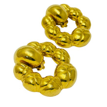 Load image into Gallery viewer, ANNE KLEIN vintage gold quilted door knocker designer clip on earrings
