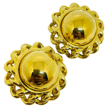 Load image into Gallery viewer, ANNE KLEIN vintage gold tone chain massive designer clip on earrings
