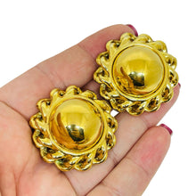 Load image into Gallery viewer, ANNE KLEIN vintage gold tone chain massive designer clip on earrings
