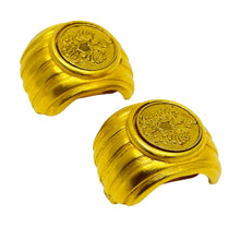 Load image into Gallery viewer, ANNE KLEIN vintage gold tone coin Etruscan designer 80's clip on earrings
