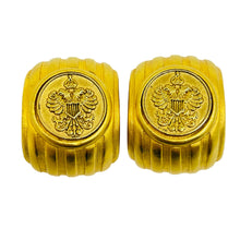 Load image into Gallery viewer, ANNE KLEIN vintage gold tone coin Etruscan designer 80's clip on earrings
