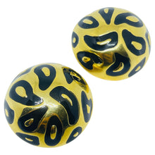 Load image into Gallery viewer, ANNE KLEIN vintage gold tone enamel animal print designer 80's clip on earrings
