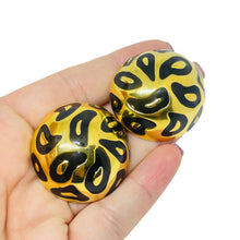 Load image into Gallery viewer, ANNE KLEIN vintage gold tone enamel animal print designer 80's clip on earrings
