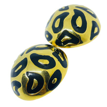 Load image into Gallery viewer, ANNE KLEIN vintage gold tone enamel animal print designer 80's clip on earrings
