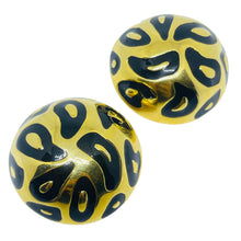 Load image into Gallery viewer, ANNE KLEIN vintage gold tone enamel animal print designer 80's clip on earrings
