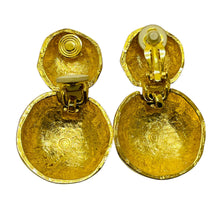 Load image into Gallery viewer, ANNE KLEIN vintage gold tone modernist dangle designer clip on earrings
