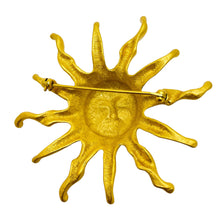 Load image into Gallery viewer, ANNE KLEIN vintage huge sun face matte gold designer brooch

