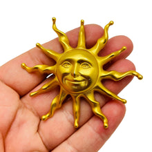 Load image into Gallery viewer, ANNE KLEIN vintage huge sun face matte gold designer brooch
