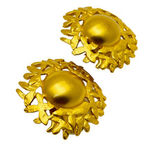 Load image into Gallery viewer, ANNE KLEIN vintage matte gold designer clip on earrings
