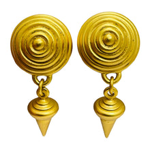 Load image into Gallery viewer, ANNE KLEIN vintage matte gold etruscan designer runway clip on earrings
