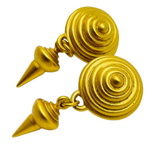 Load image into Gallery viewer, ANNE KLEIN vintage matte gold etruscan designer runway clip on earrings
