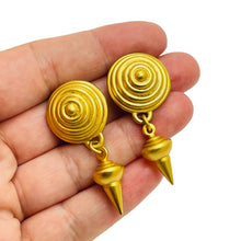 Load image into Gallery viewer, ANNE KLEIN vintage matte gold etruscan designer runway clip on earrings
