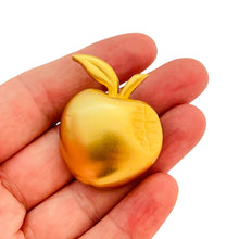 Load image into Gallery viewer, ANNE KLEIN vintage matte gold tone apple designer brooch

