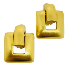 Load image into Gallery viewer, ANNE KLEIN vintage matte gold tone door knocker designer clip on earrings
