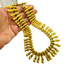 Load image into Gallery viewer, ANNE KLEIN vintage matte gold tone modernist geometrid designer runway necklace
