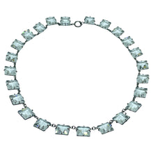 Load image into Gallery viewer, ART DECO ERA RIVIERE marked sterling silver prong set faceted glass necklace
