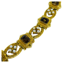 Load image into Gallery viewer, ART signed vintage amber glass faux pearls designer link bracelet
