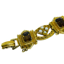 Load image into Gallery viewer, ART signed vintage amber glass faux pearls designer link bracelet
