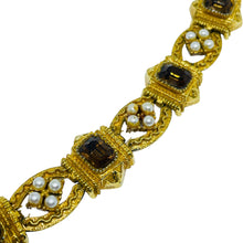 Load image into Gallery viewer, ART signed vintage amber glass faux pearls designer link bracelet
