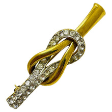 Load image into Gallery viewer, A&amp;S signed vintage gold rhinestone designer brooch
