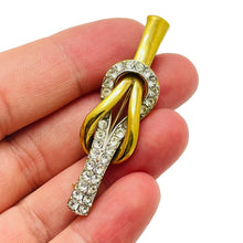 Load image into Gallery viewer, A&amp;S signed vintage gold rhinestone designer brooch
