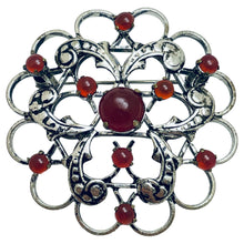 Load image into Gallery viewer, AUSTRIA signed vintage silver carnelian designer brooch

