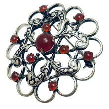 Load image into Gallery viewer, AUSTRIA signed vintage silver carnelian designer brooch
