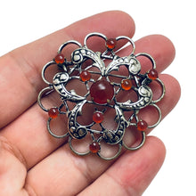 Load image into Gallery viewer, AUSTRIA signed vintage silver carnelian designer brooch
