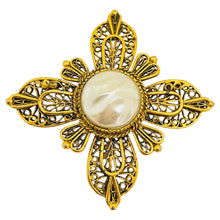 Load image into Gallery viewer, AVANTE signed gold tone pearl maltese cross designer brooch

