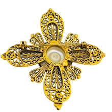 Load image into Gallery viewer, AVANTE signed gold tone pearl maltese cross designer brooch
