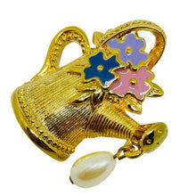 Load image into Gallery viewer, AVON gold tone enamel pearl 'YOU'RE MY FAVOURITE HOBBY' scatter pin
