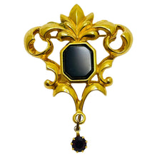 Load image into Gallery viewer, AVON signed gold enamel rhinestone designer brooch
