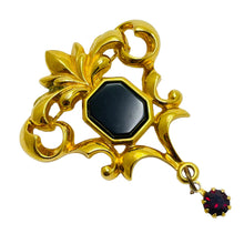 Load image into Gallery viewer, AVON signed gold enamel rhinestone designer brooch
