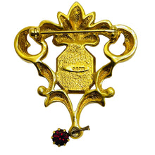 Load image into Gallery viewer, AVON signed gold enamel rhinestone designer brooch
