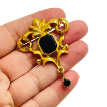 Load image into Gallery viewer, AVON signed gold enamel rhinestone designer brooch

