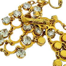 Load image into Gallery viewer, AVON signed gold tone rhinestones chandelier designer dangle earrings
