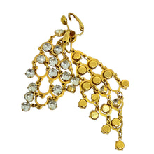 Load image into Gallery viewer, AVON signed gold tone rhinestones chandelier designer dangle earrings

