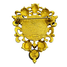 Load image into Gallery viewer, AVON signed lions gold tone faux pearls designer brooch
