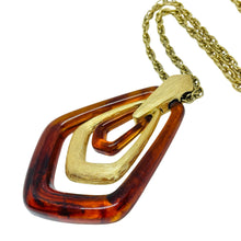 Load image into Gallery viewer, AVON signed vintage gold tone amber lucite modernist designer chain necklace
